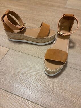 See by Chloe Tan Espadrille Platform Sandals with Ankle Strap